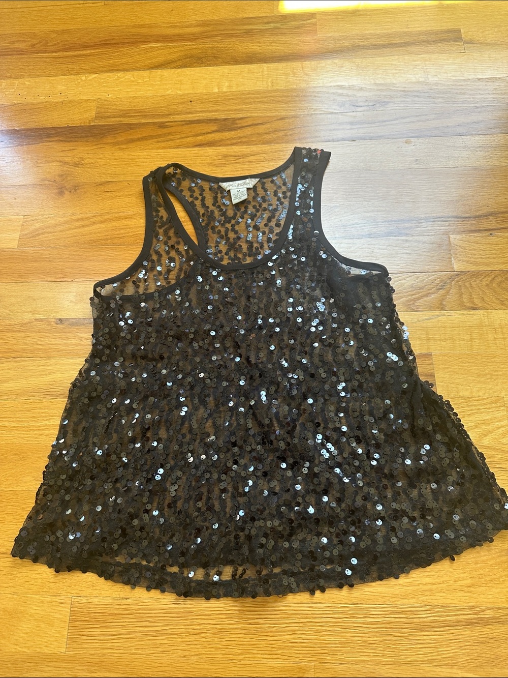 Sequin sheer tank top